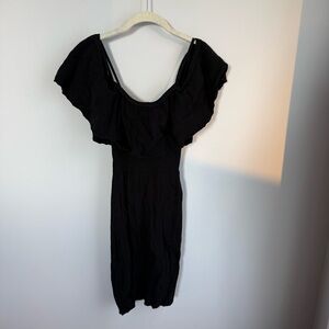 English Factory Black Ruffle Midi Dress